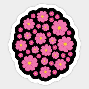 Cosmos | Flower | Summer Autumn | Pink | Black Sticker